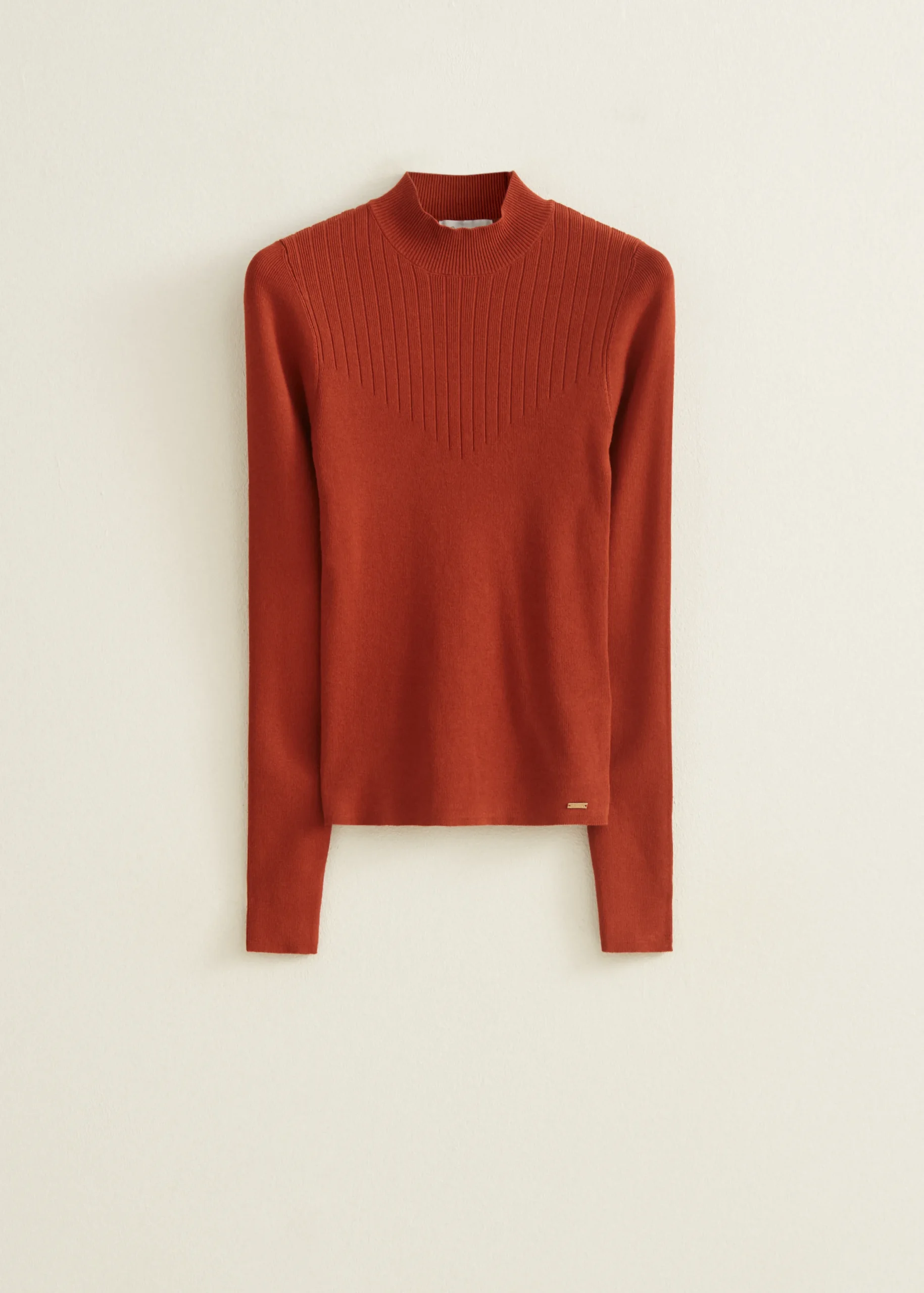 Discount Cotton Club Trui met rib detail middenbruin