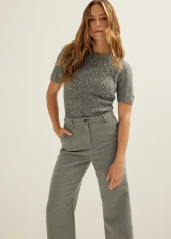 Outlet Cotton Club Trui met strass details middengrijsgem&ecirc;leerd