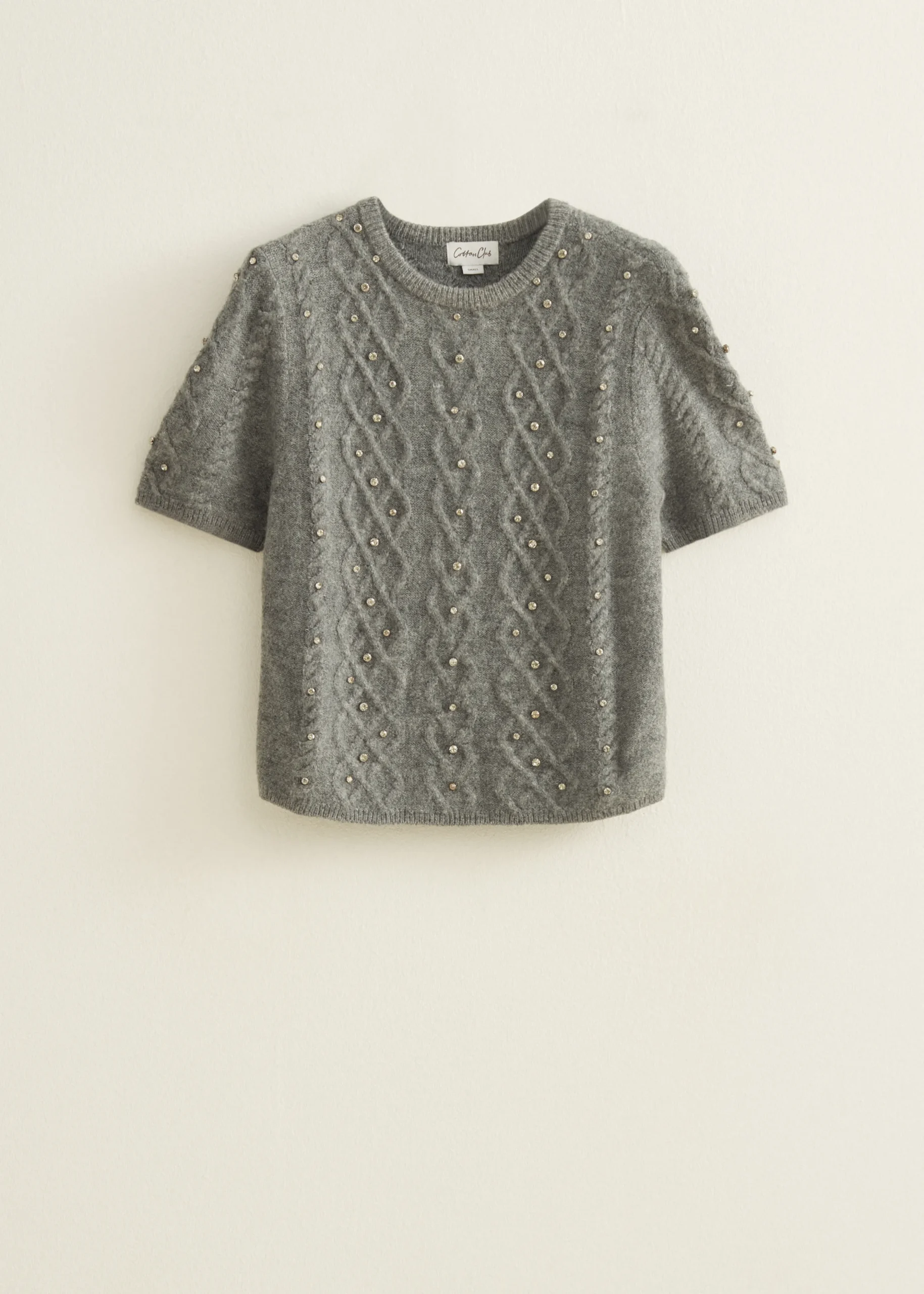 Outlet Cotton Club Trui met strass details middengrijsgemêleerd