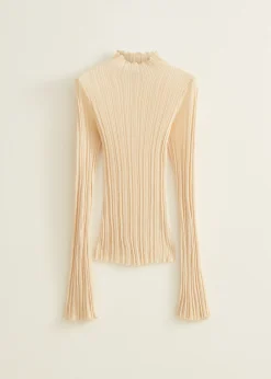 New Cotton Club Trui met trompet mouwen lichtzand