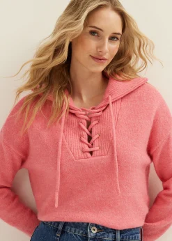 Hot Cotton Club Trui met veter detail rose