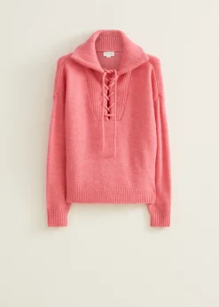Hot Cotton Club Trui met veter detail rose