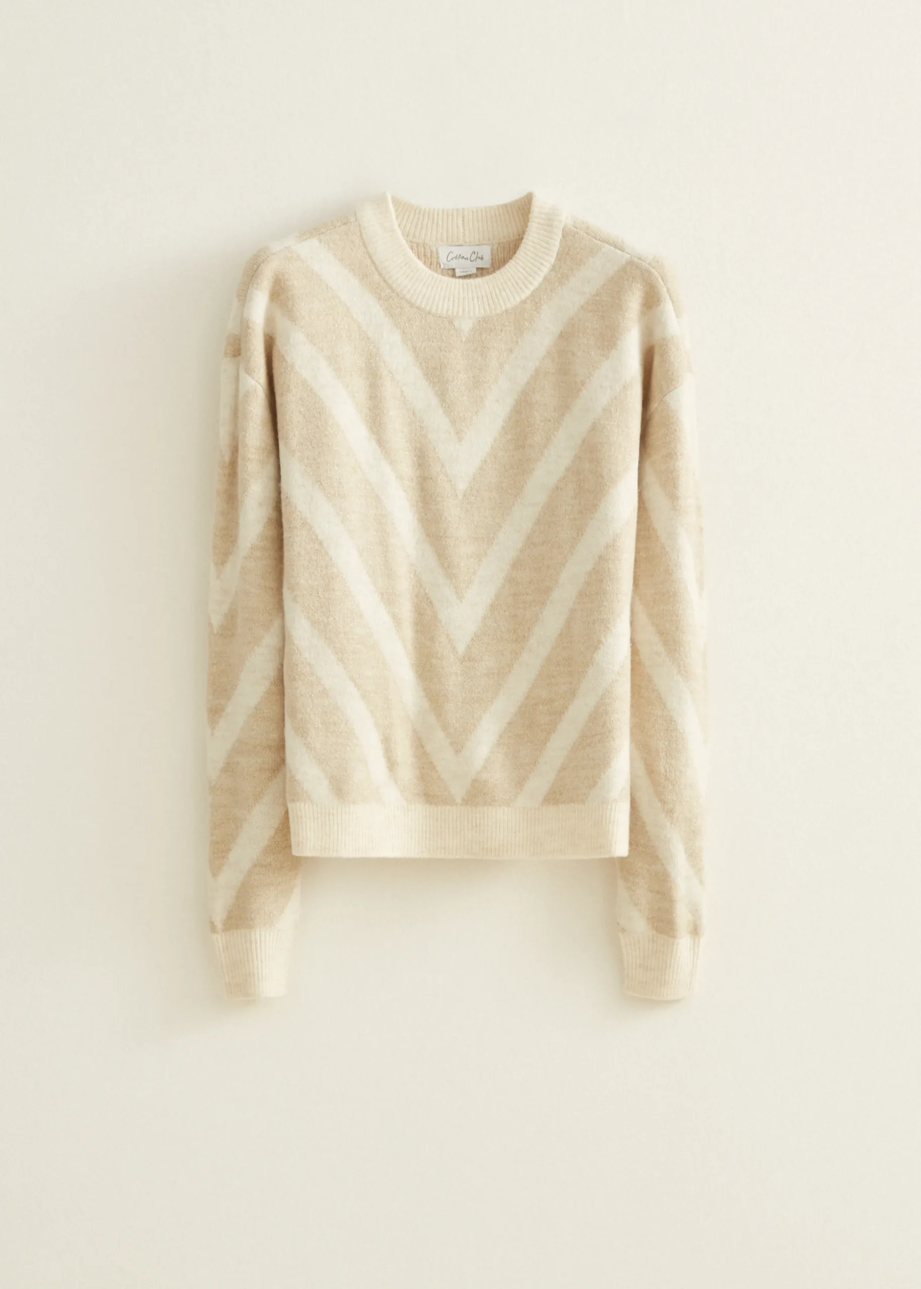 Hot Cotton Club Trui met V patroon ecru
