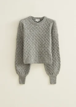 Outlet Cotton Club Trui met zigzag patroon middengrijsgemêleerd