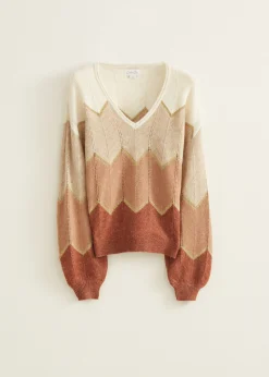 New Cotton Club Trui met zigzag patroon cognac,donker