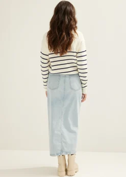 Fashion Cotton Club Trui Streep Rits donkerblauw