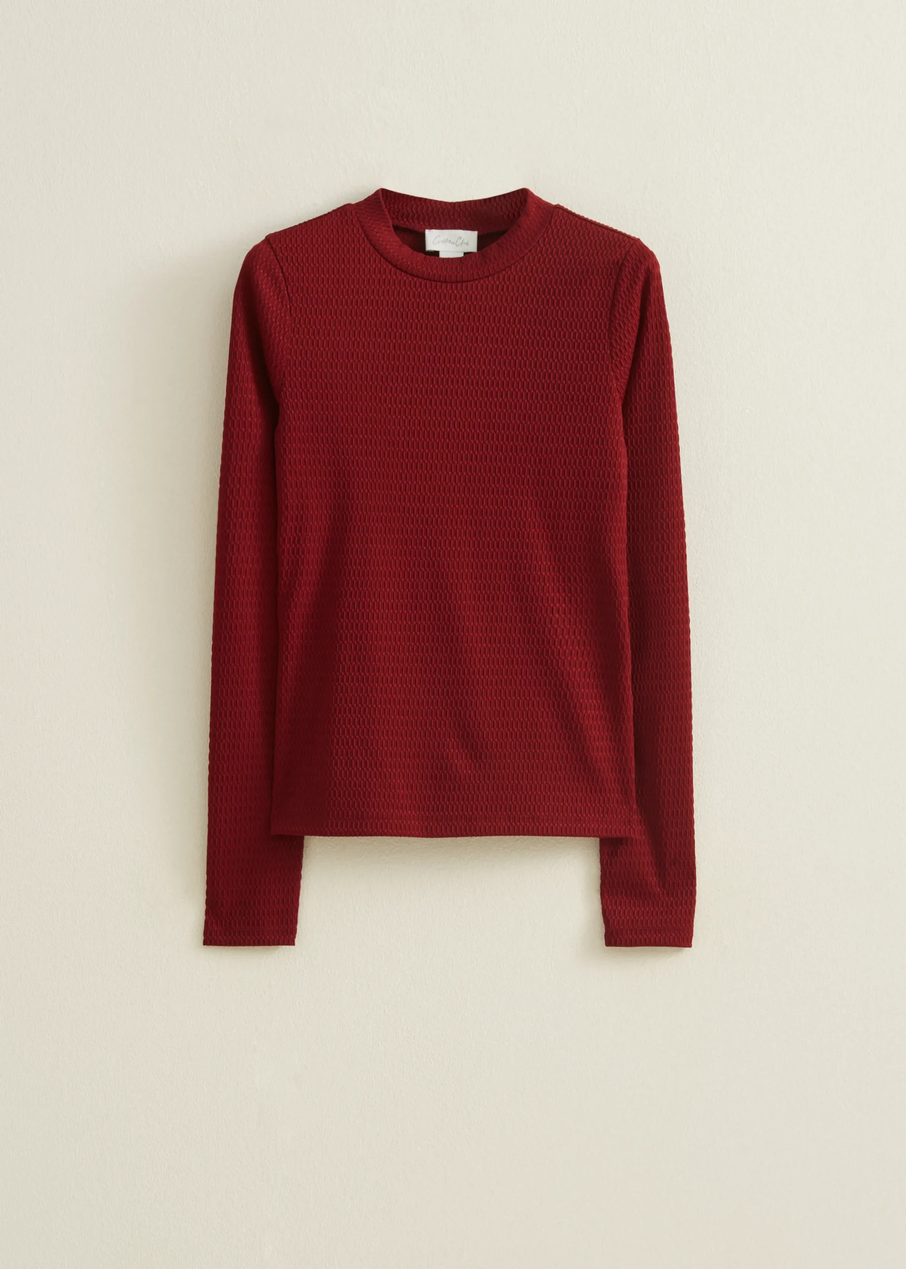 Clearance Cotton Club T-shirt lange mouw met structuur brique,donker