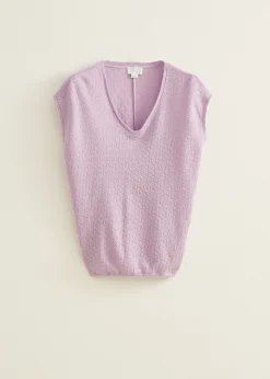 New Cotton Club T-shirt met ajour details paars,licht