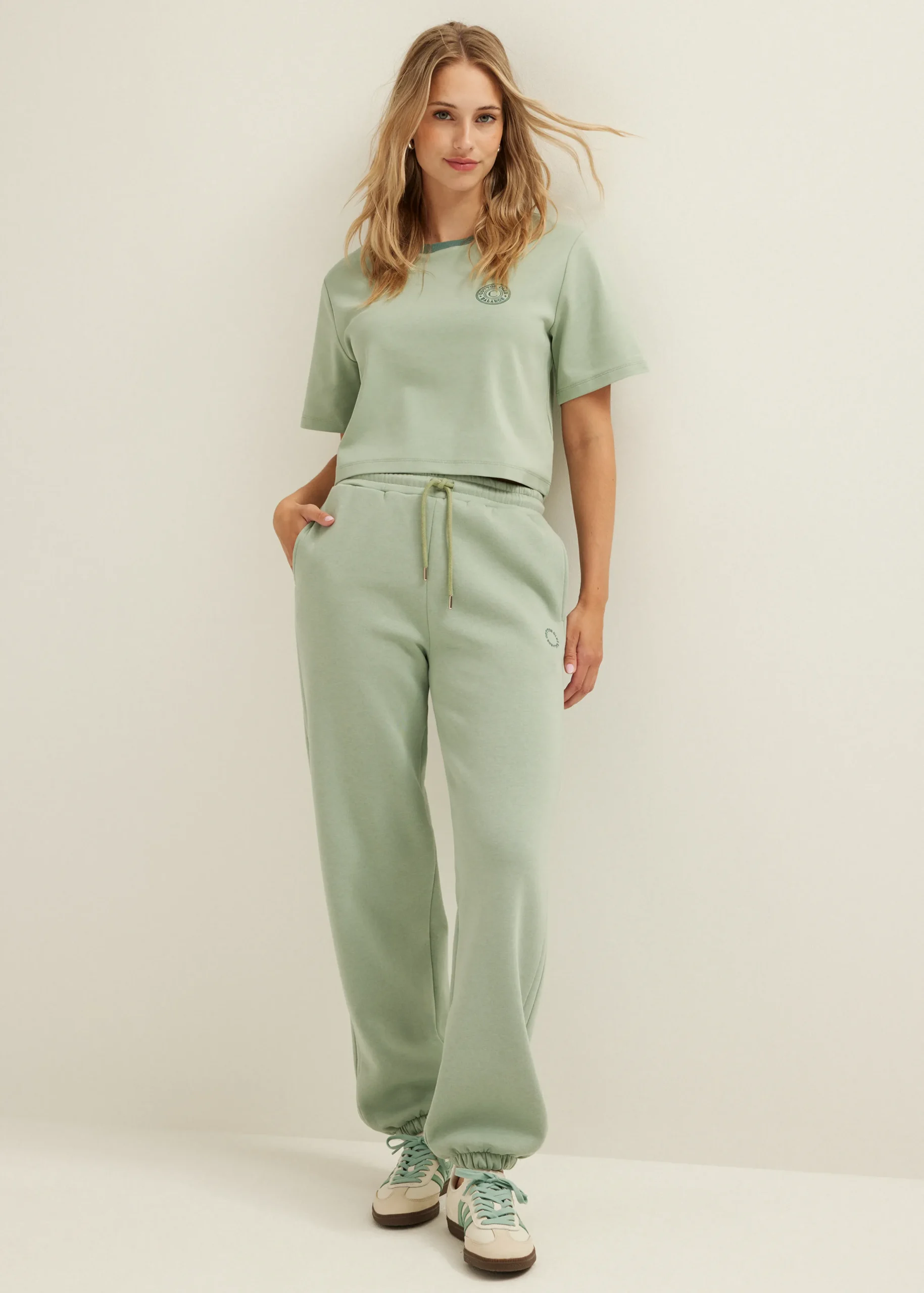 Online Cotton Club T-shirt met contrast details mint