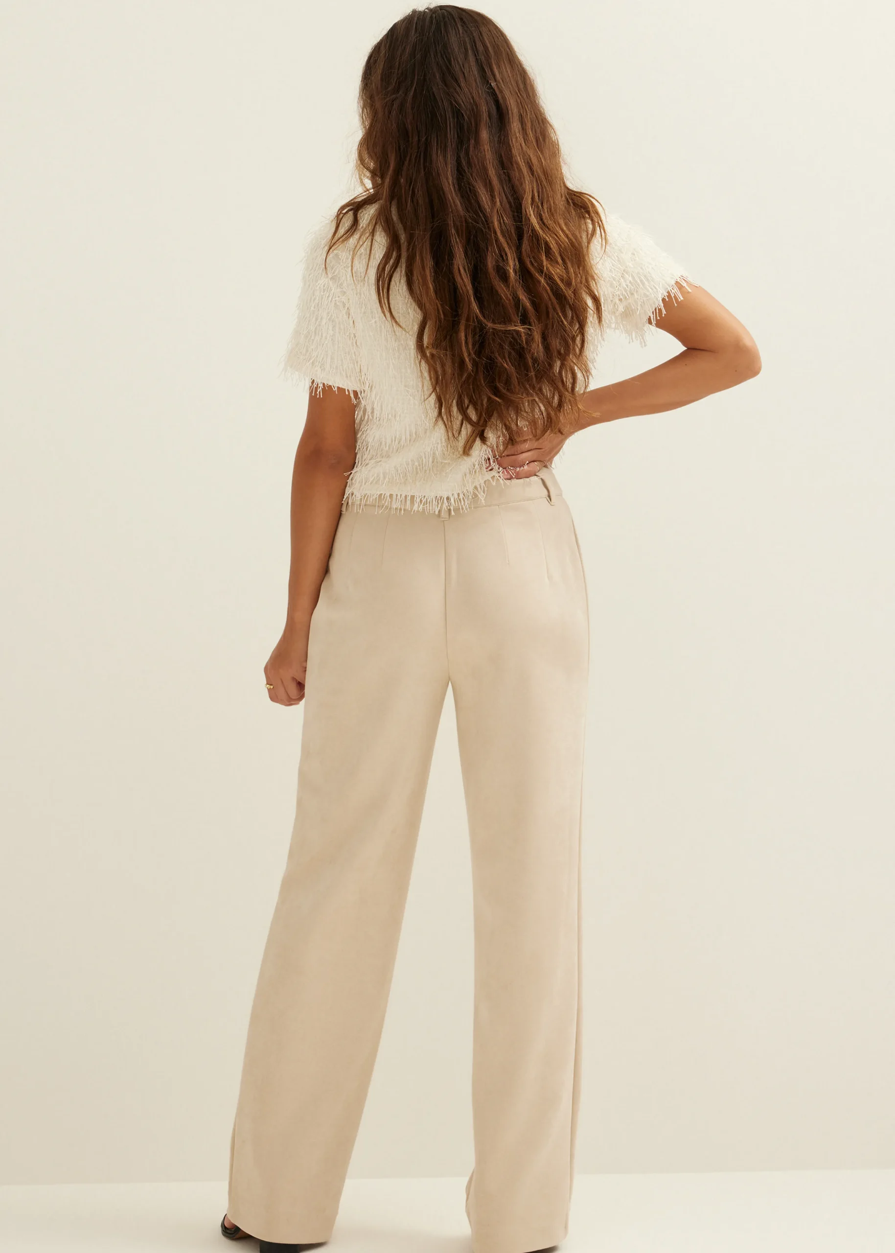 Outlet Cotton Club T-shirt met fringes ecru