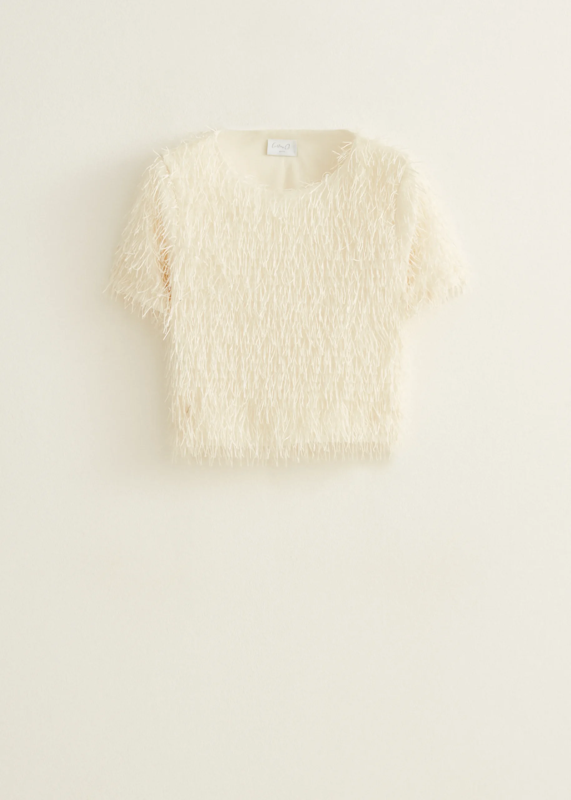 Outlet Cotton Club T-shirt met fringes ecru