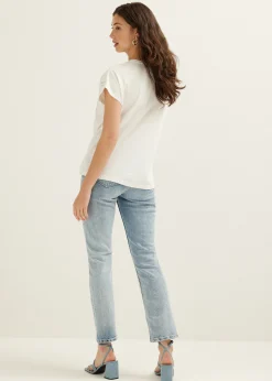 Discount Cotton Club T-shirt met gehaakte details wit,off-white