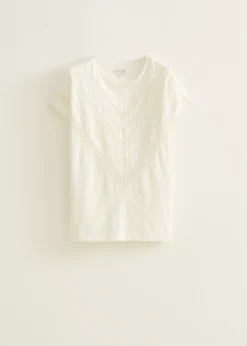 Discount Cotton Club T-shirt met gehaakte details wit,off-white