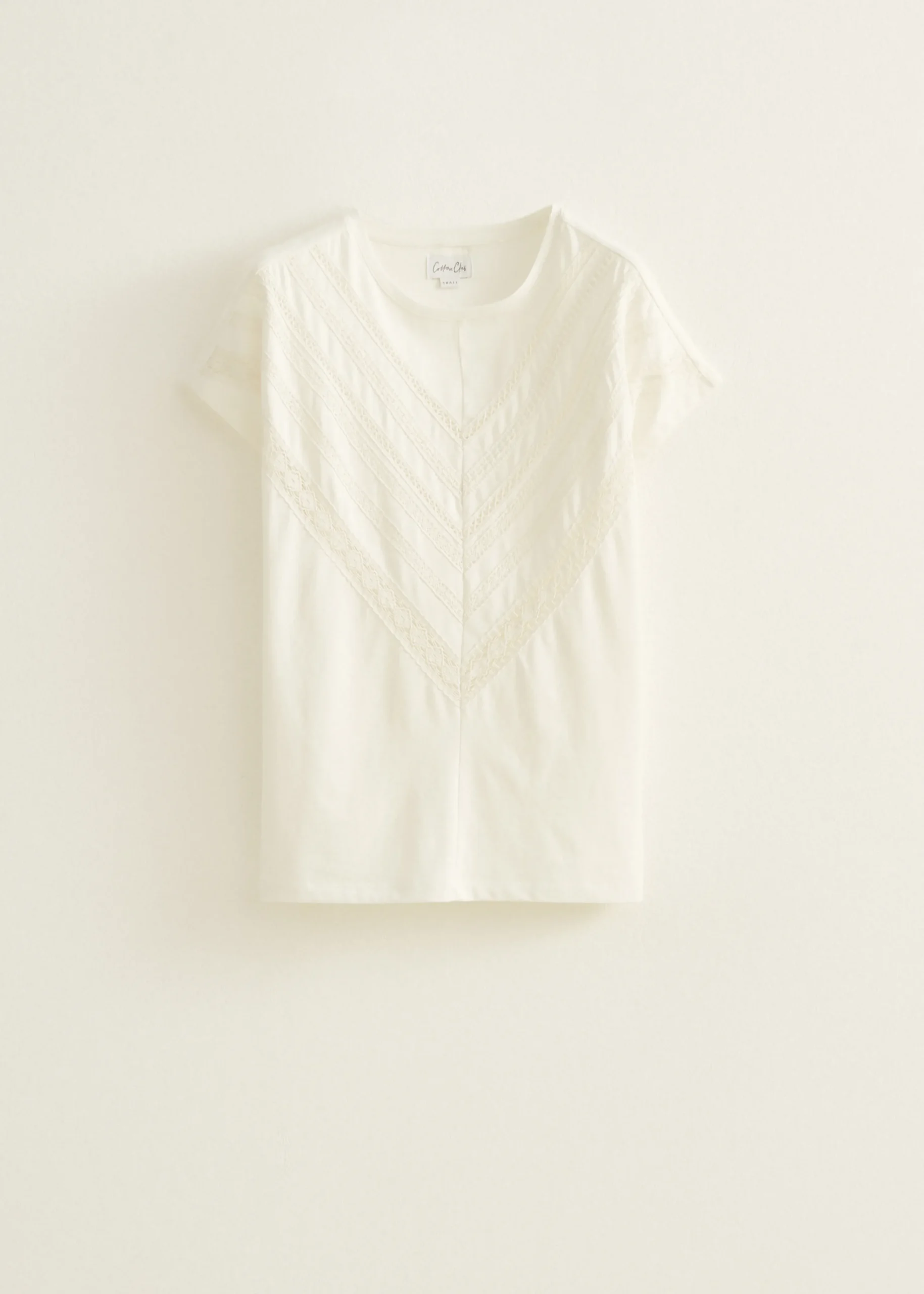 Discount Cotton Club T-shirt met gehaakte details wit,off-white