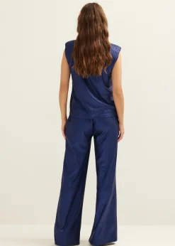 Sale Cotton Club T-shirt met glans effect indigo