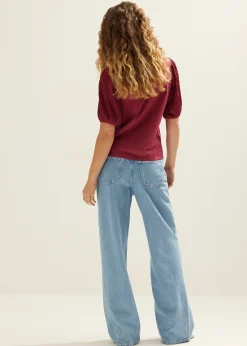 Clearance Cotton Club T-shirt met kanten mouw bordeaux,licht