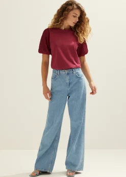 Clearance Cotton Club T-shirt met kanten mouw bordeaux,licht