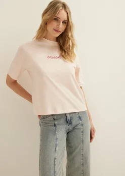 Clearance Cotton Club T-shirt met kralen crush lichtroze