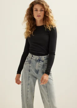 Hot Cotton Club T-shirt met lange mouw antracietgem&ecirc;leerd