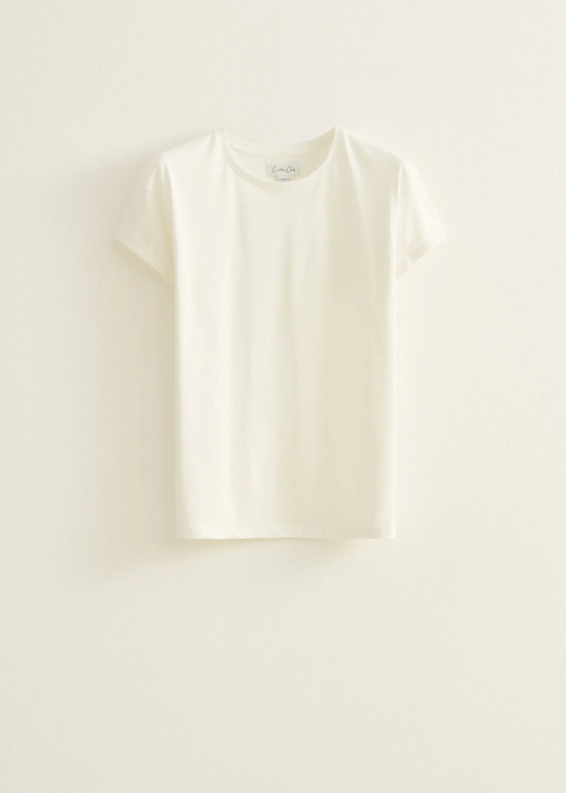 Discount Cotton Club T-shirt met opgerolde mouw wit,off-white