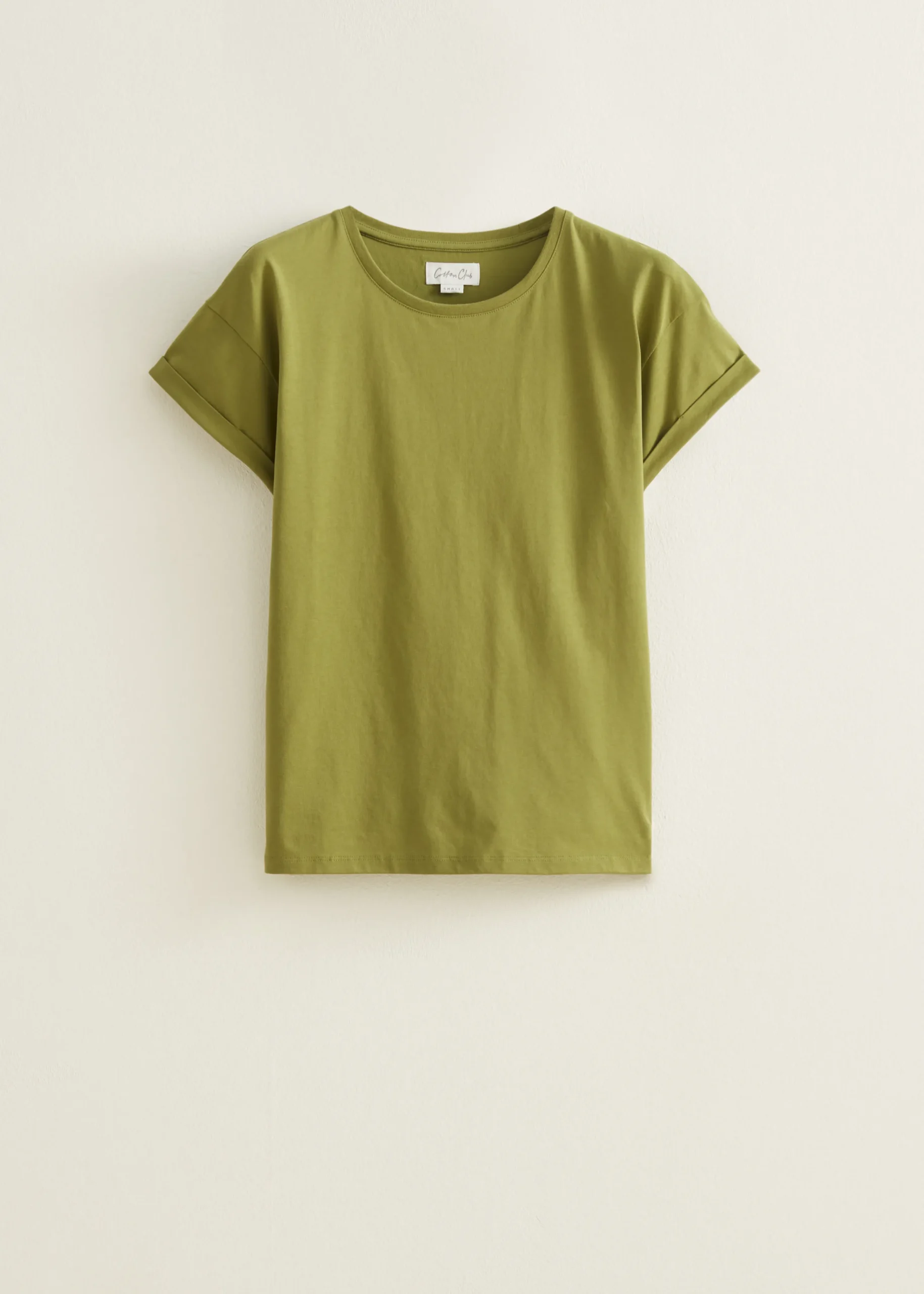 Discount Cotton Club T-shirt met opgerolde mouw groenbottle,midden