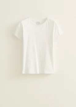 Online Cotton Club T-shirt met opgerolde mouw wit
