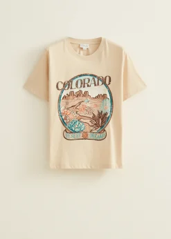 Best Cotton Club T-shirt met print colorado lichtzand