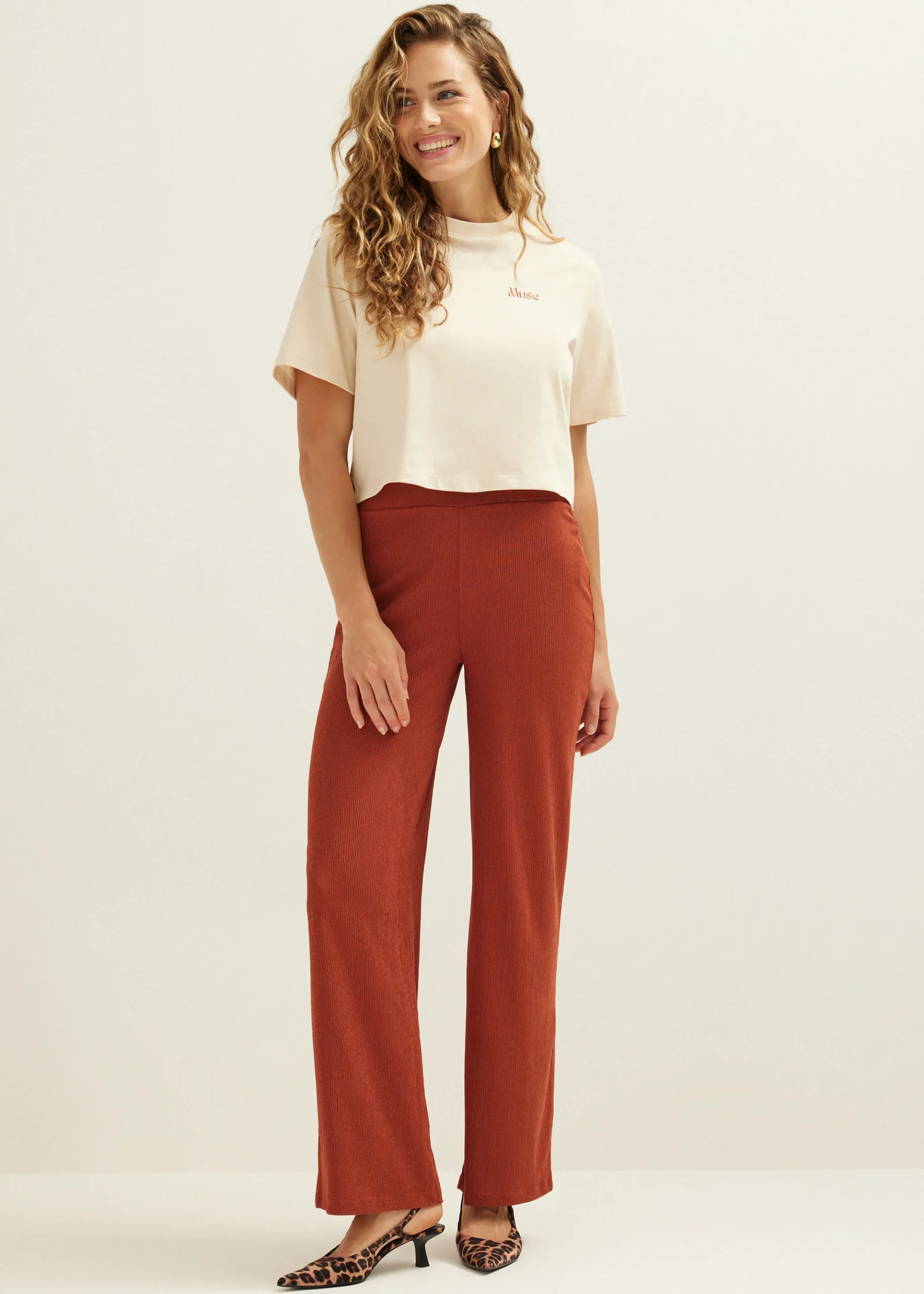 Sale Cotton Club T-shirt met print muse lichtzand