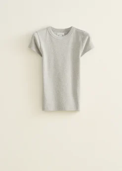 Best Cotton Club t-shirt met rib structuur grijs,lichtmelee