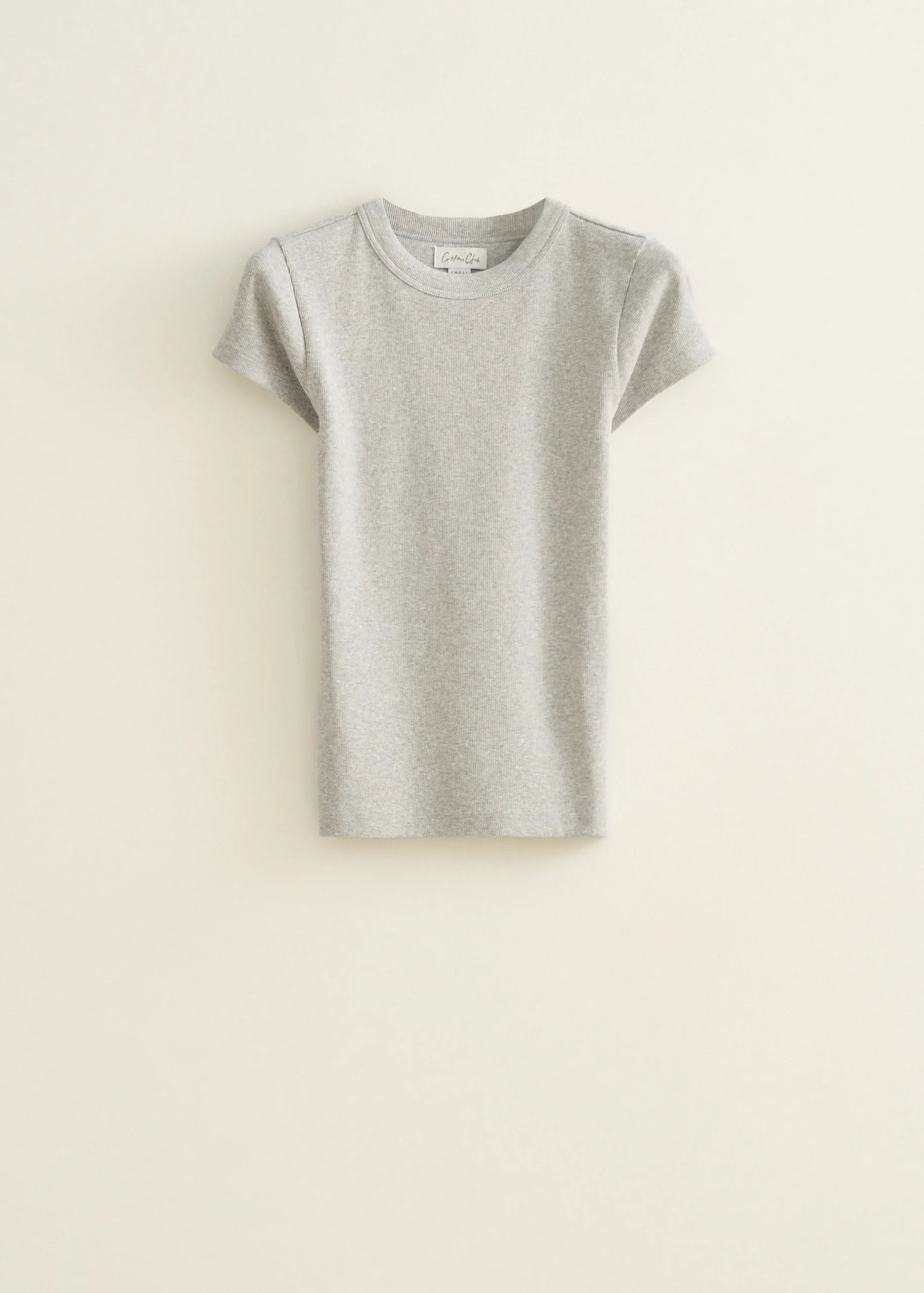 Best Cotton Club t-shirt met rib structuur grijs,lichtmelee