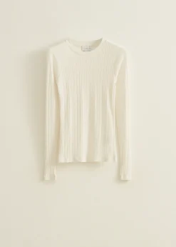 Fashion Cotton Club T-shirt met rib structuur ecru