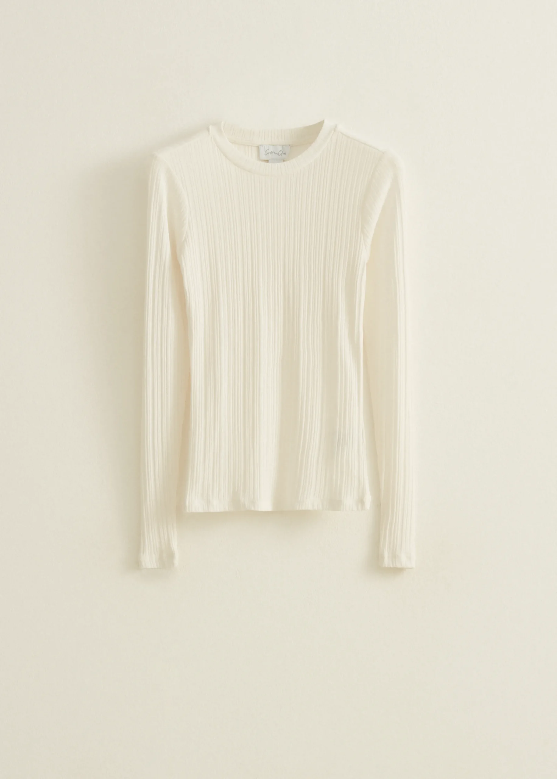 Fashion Cotton Club T-shirt met rib structuur ecru