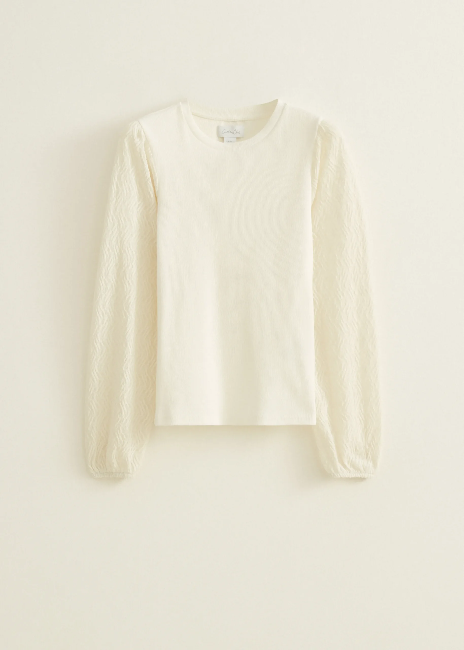 Discount Cotton Club T-shirt met structuur ecru