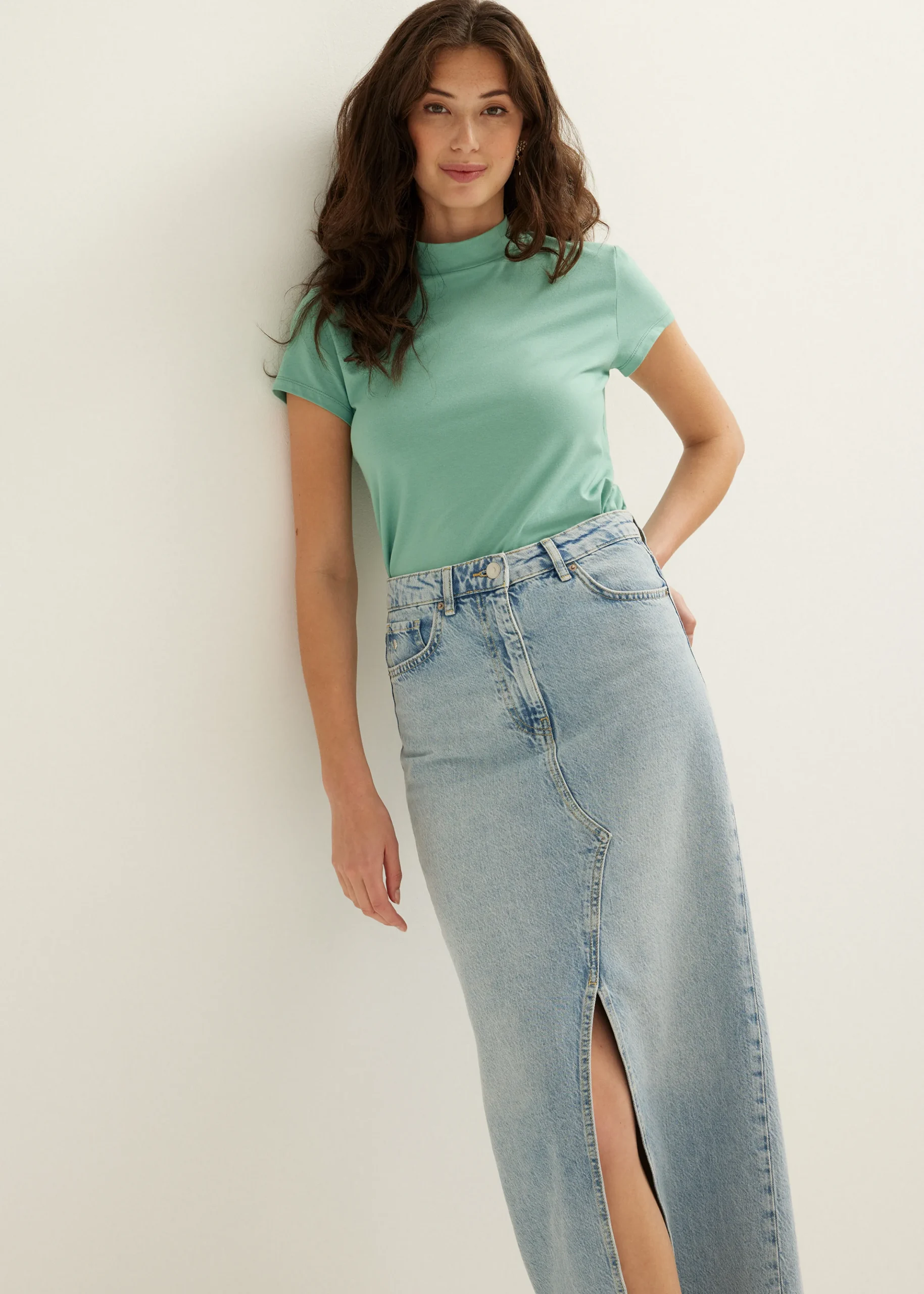 Hot Cotton Club T-shirt met turtleneck mint,donker