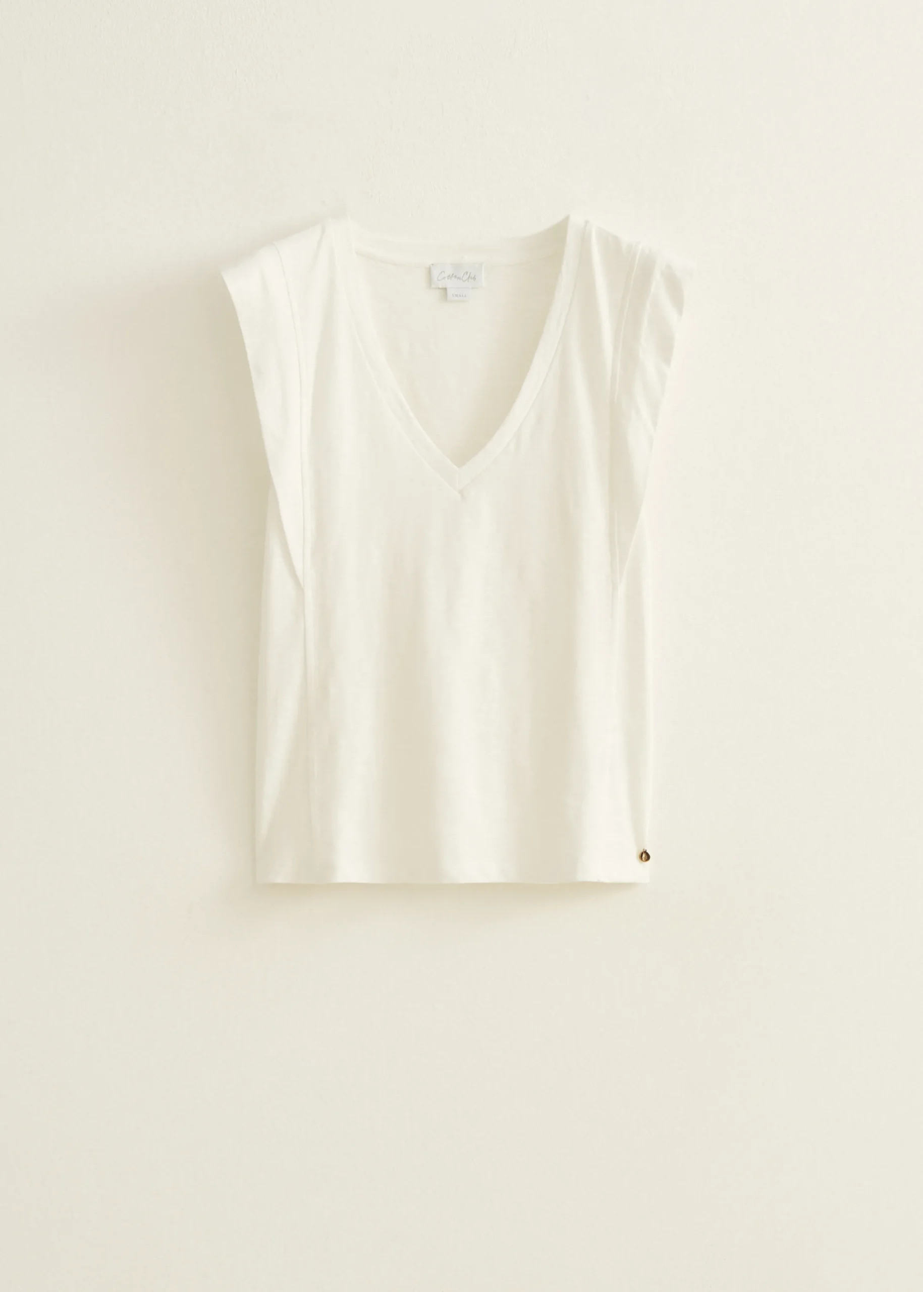 Sale Cotton Club T-shirt met v-hals ecru