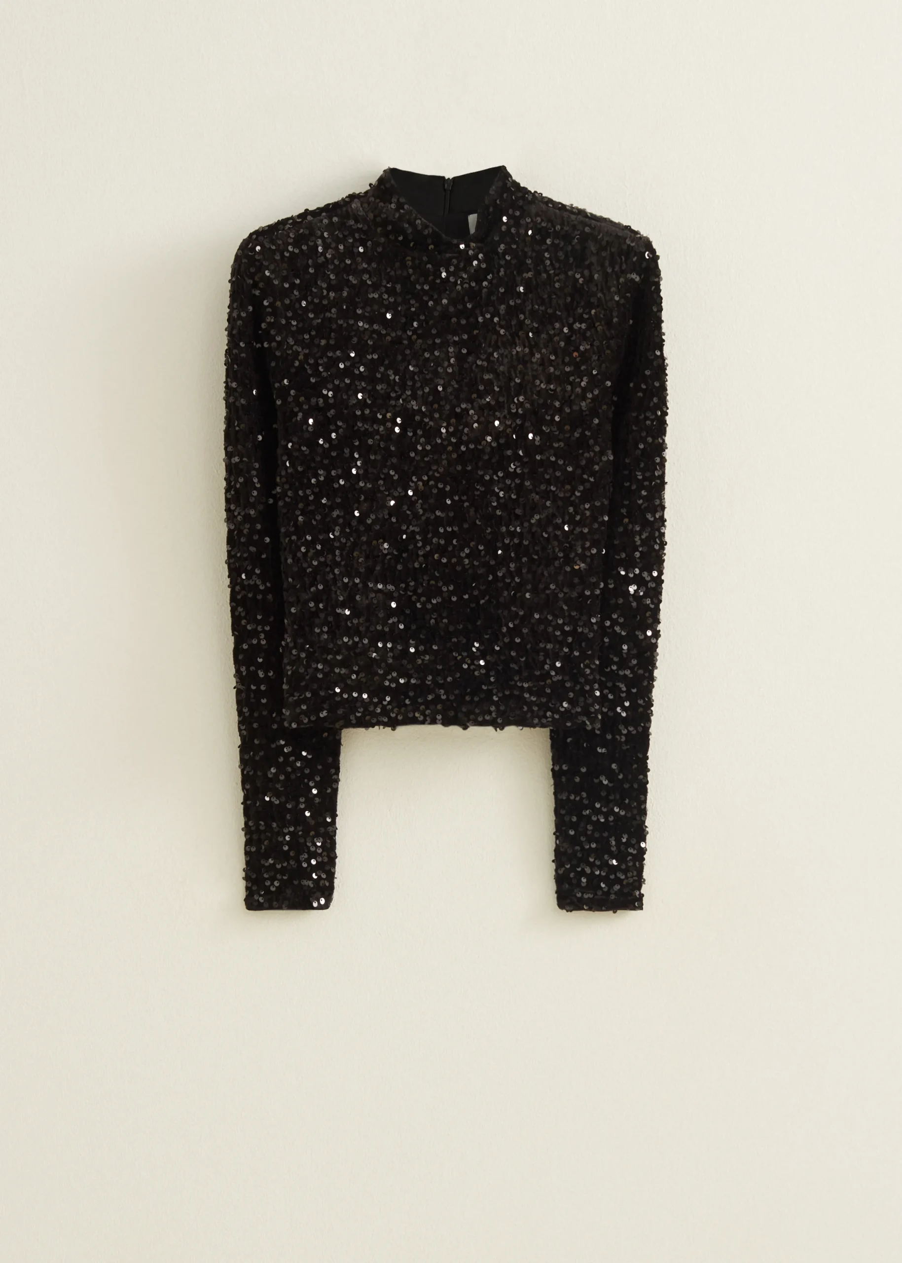 Hot Cotton Club Velvet pailletten top zwart