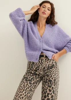 Online Cotton Club Vest met boucle structuur lavendel