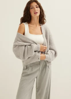 Clearance Cotton Club Vest met boucle structuur grijs,lichtmelee