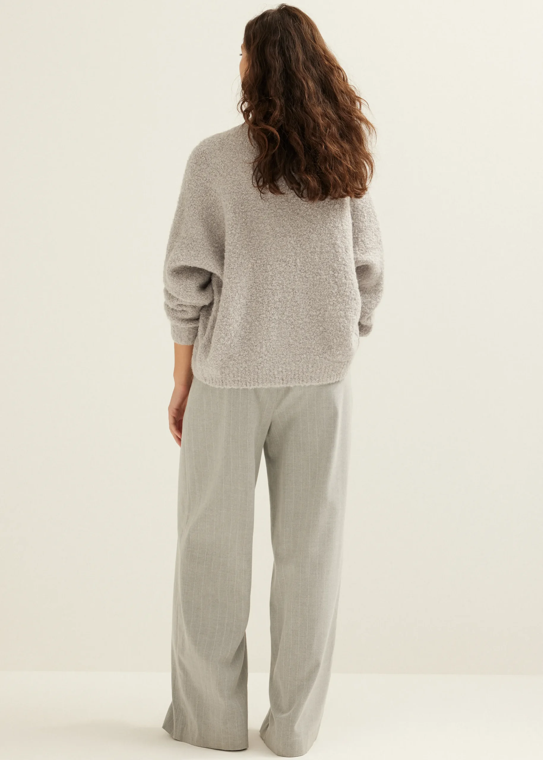 Clearance Cotton Club Vest met boucle structuur grijs,lichtmelee