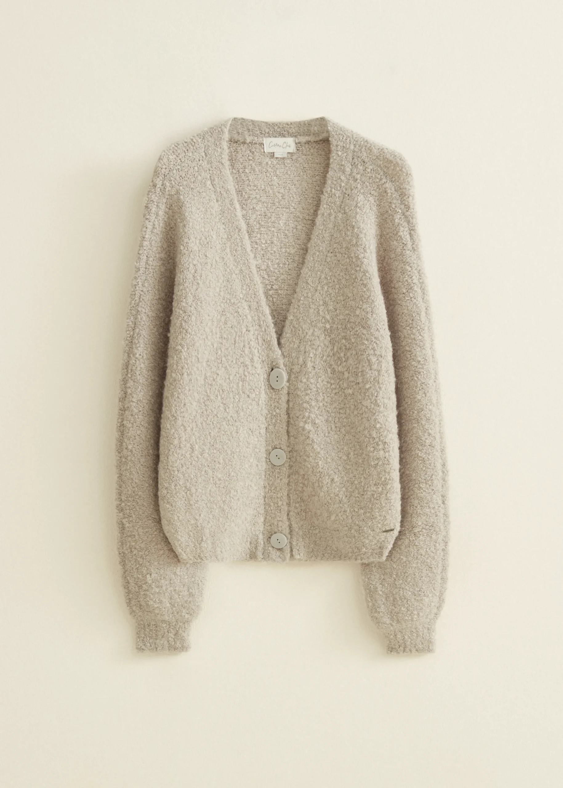 Clearance Cotton Club Vest met boucle structuur grijs,lichtmelee