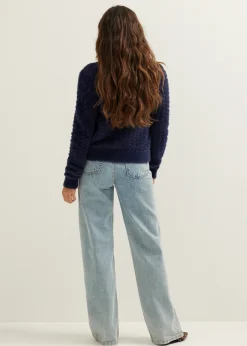 New Cotton Club Vest met fluffy structuur indigo