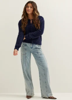 New Cotton Club Vest met fluffy structuur indigo