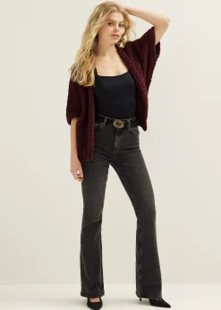 Hot Cotton Club Vest met gevlochten details bordeaux