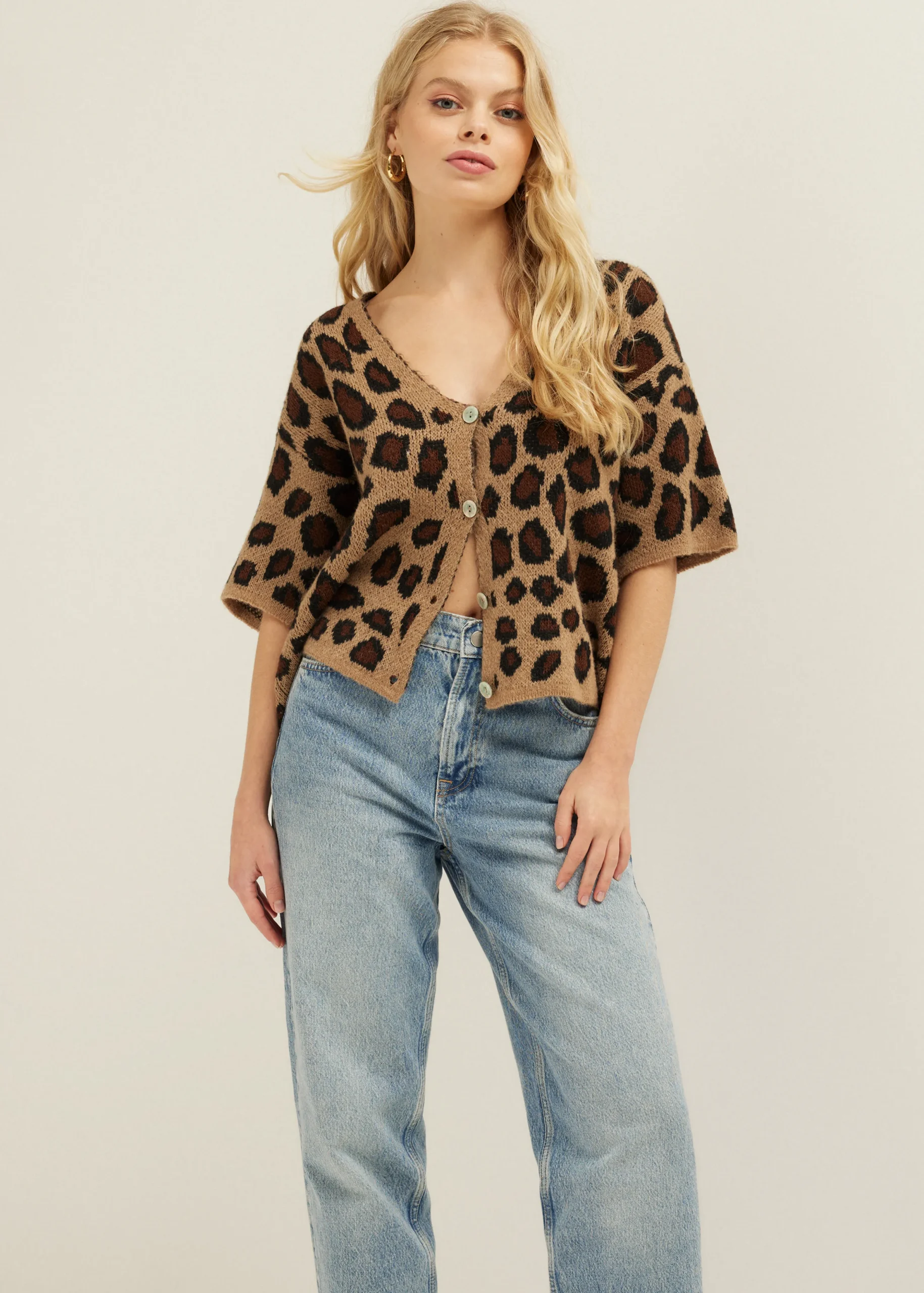 Hot Cotton Club Vest met panterprint meerkleurig