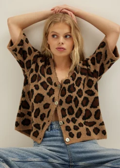 Hot Cotton Club Vest met panterprint meerkleurig