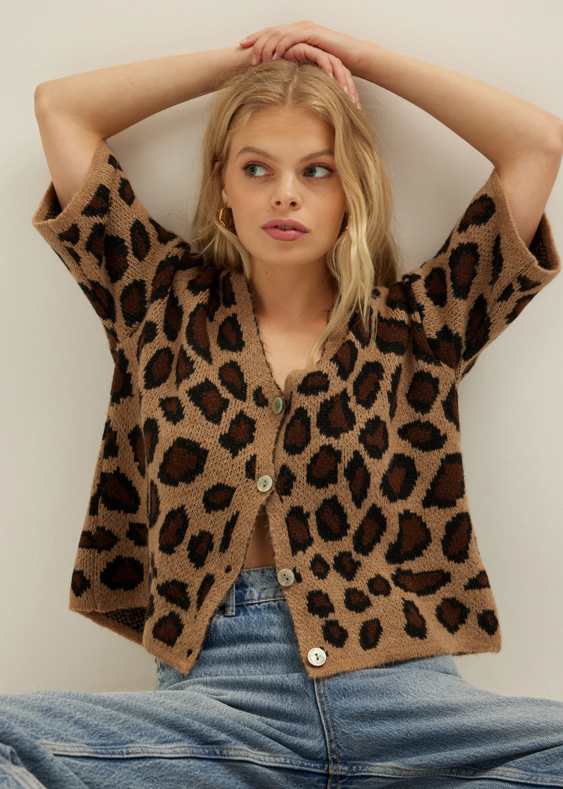 Hot Cotton Club Vest met panterprint meerkleurig