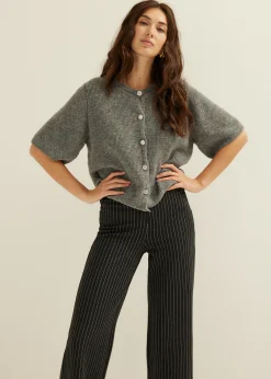 Hot Cotton Club Vest met strass knopen middengrijsgemêleerd