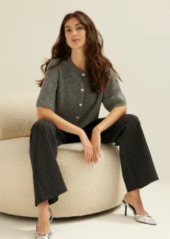 Hot Cotton Club Vest met strass knopen middengrijsgemêleerd