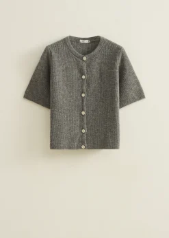 Hot Cotton Club Vest met strass knopen middengrijsgemêleerd