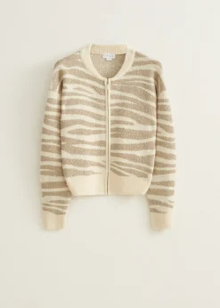 Fashion Cotton Club Vest met zebra patroon lichtzand